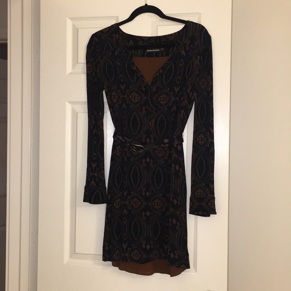 Antik batik XS dress, Brown, patterned